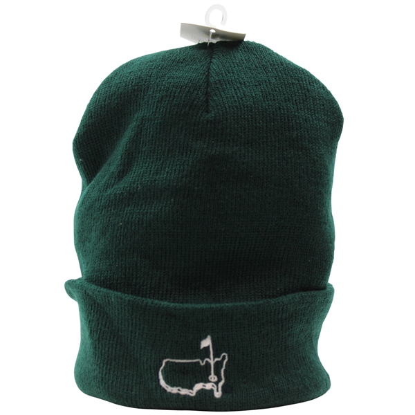 Masters Tournament Logo Dk Green Outline Logo Beanie Cap - New w/Tags