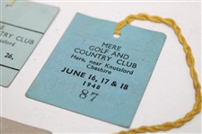 Five (5) Paper Tickets To 1940's U. K. Clubs & Events Including (3) w/'Competitor' Designation