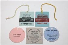 Five (5) Paper Tickets To 1940's U. K. Clubs & Events Including (3) w/'Competitor' Designation