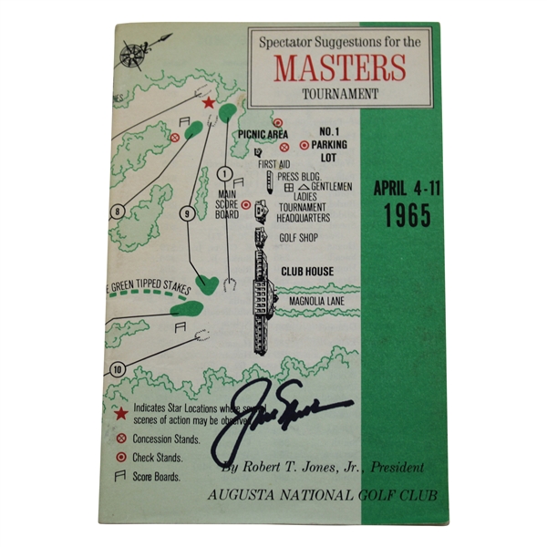 Jack Nicklaus Signed 1965 Masters Tournament Spectator Guide JSA ALOA