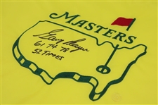 Gary Player Signed Undated Masters Embroidered Flag w/Years Won & '52 Times' JSA ALOA
