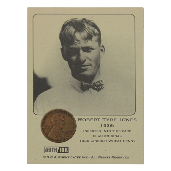 Bobby Jones 1926 Lincoln Wheat Penny Card