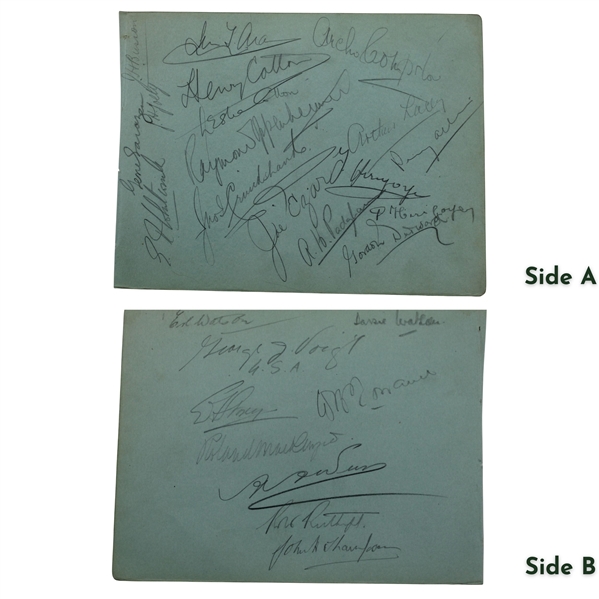 Sarazen, Cotton, Lacey, Allis, Padgham & More Signed 1930s Two-Sided Album Page