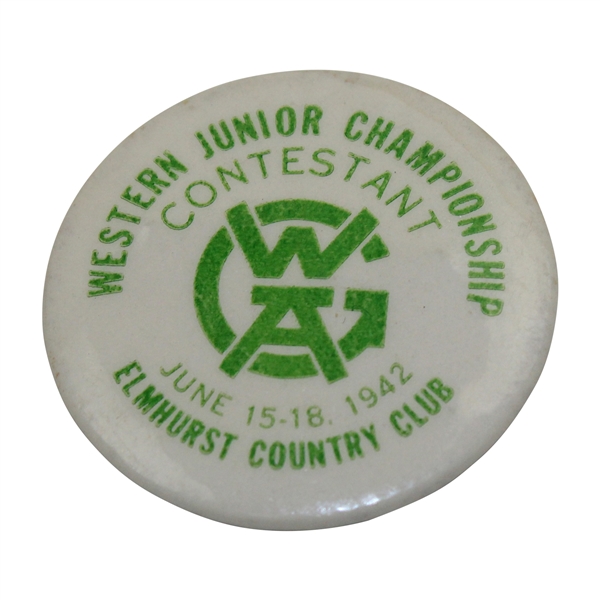 1942 WGA Western Junior Championship at Elmhurst CC Contestant Badge