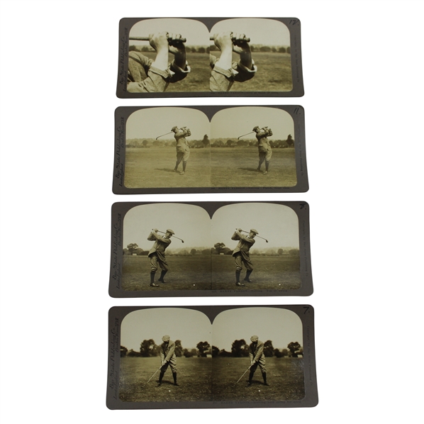 Four (4) Vintage Harry Vardon Bay State Publishing Golf Stereocards #393, #396, #412 & #519