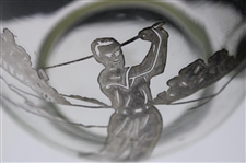 Silver Overlay Golf Themed Large Glass Water Pitcher