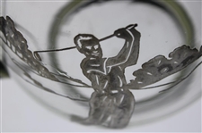 Silver Overlay Golf Themed Large Glass Water Pitcher