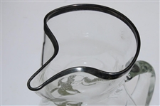 Silver Overlay Golf Themed Large Glass Water Pitcher