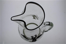 Silver Overlay Golf Themed Large Glass Water Pitcher