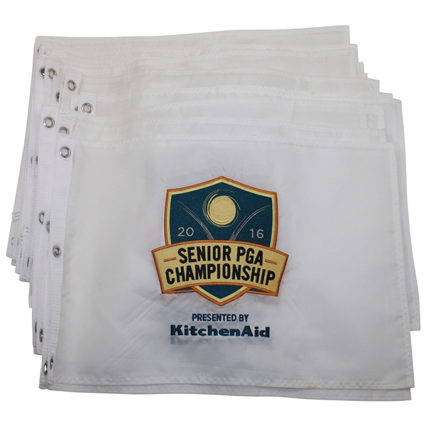 Twenty-Nine (29) 2016 Senior PGA Championship White Embroidered Flags - Rocco Mediate