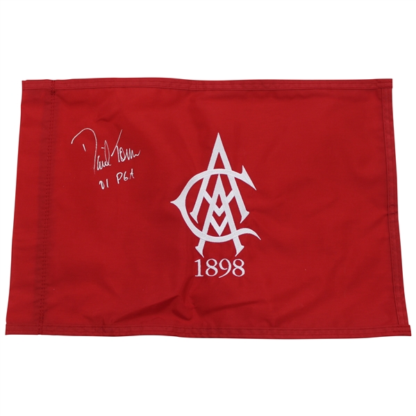 David Toms Signed 2001 PGA Championship at Atlanta Athletic Club Embroidered Flag JSA ALOA