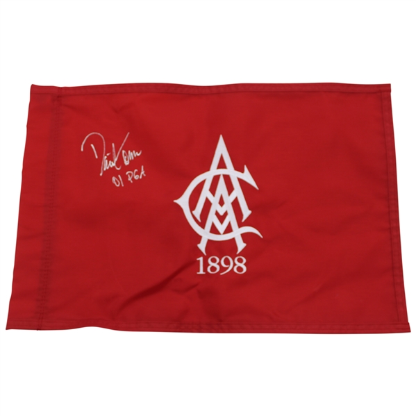 David Toms Signed 2001 PGA Championship at Atlanta Athletic Club Embroidered Flag JSA ALOA
