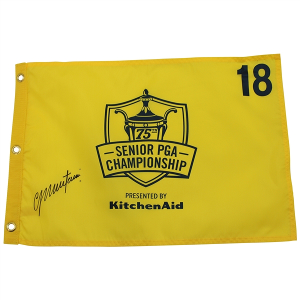 Colin Montgomerie Signed 2014 Senior PGA Championship Screen Flag JSA ALOA