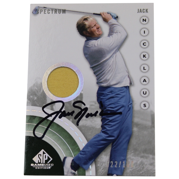 Jack Nicklaus Signed 2013 SP Game Used Spectrum Ltd Ed #22/100 Used Shirt Card JSA ALOA
