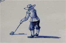 Classic D.P. Hand Painted Golfer Holland Porcelain Delft Tile