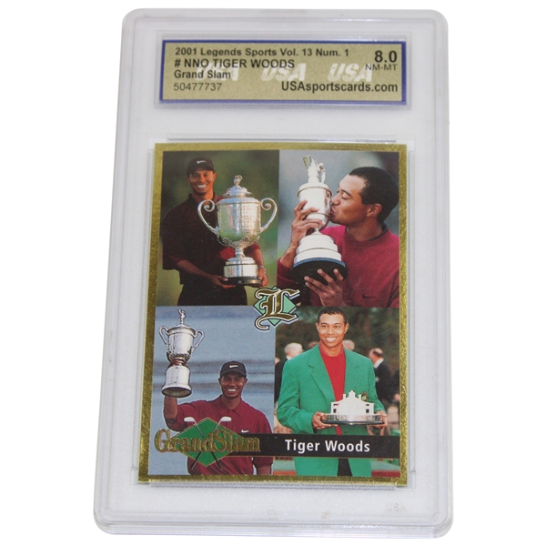 2001 Legends Sports Vol. 13 #1 Tiger Woods Grand Slam Card Usasportscards Nm Mt 8