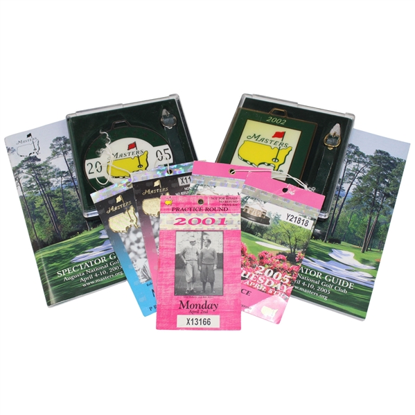 Tiger Woods Masters Victory Years Items - Tickets, Photo, Bag Tags, Spec Guides & other