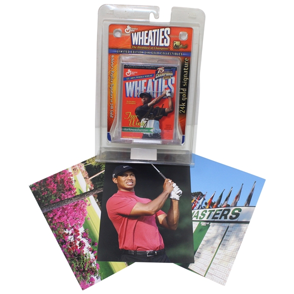 Tiger Woods Gold Signature Mini Wheaties Box w/Tiger Woods & Augusta National Course Photos