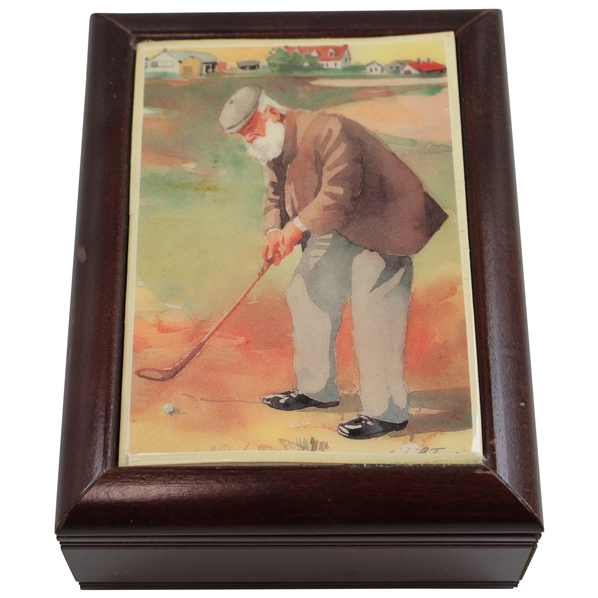 Old Tom Morris Hinged Wood & Ceramic Display Box