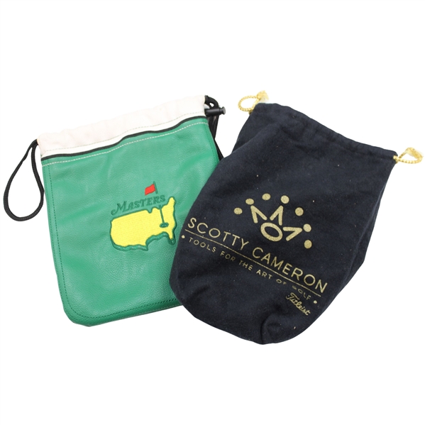 Green & White Masters Tournament Logo Pouch & Scotty Cameron Black Velvet Bag