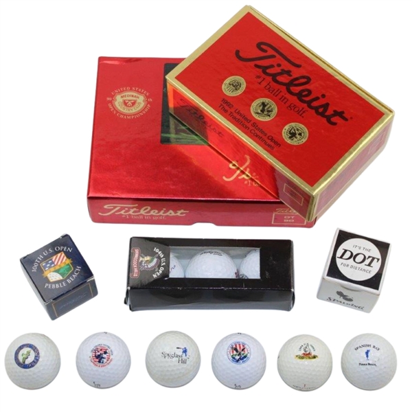 Classic US Open Logo Golf Balls, 1965 US Open, Medinah, Half Dozen Titleist & more