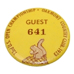 1973 US Open at Oakmont Official Program w/Guest Badge #641 - Johnny Miller Winner