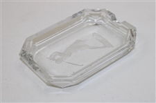 Lady Golfer Post-Swing Depiction on Clear Glass Soap Dish