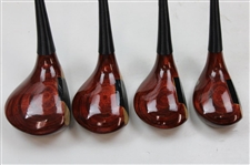 Four (4) Lobo Persimmon Woods w/Headcovers  Driver, 3-W, 4W & 5-W