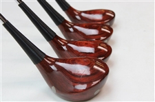 Four (4) Lobo Persimmon Woods w/Headcovers  Driver, 3-W, 4W & 5-W