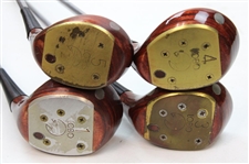 Four (4) Lobo Persimmon Woods w/Headcovers  Driver, 3-W, 4W & 5-W