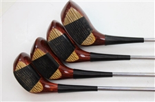 Four (4) Lobo Persimmon Woods w/Headcovers  Driver, 3-W, 4W & 5-W