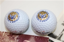 President Jerry Ford Signed Cut w/Three (3) Photos & (7) Various Presidential Logo Golf Balls JSA ALOA