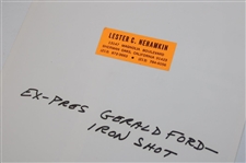 President Jerry Ford Signed Cut w/Three (3) Photos & (7) Various Presidential Logo Golf Balls JSA ALOA