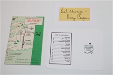 Billy Casper Article, Unused Augusta National Scorecard, 1970 Masters Spectator Guide,(2) Billy Casper Headcovers, Billy Casper Signed Cut & (4) Sleeves Of Billy Casper Signature Golf Balls JSA ALOA