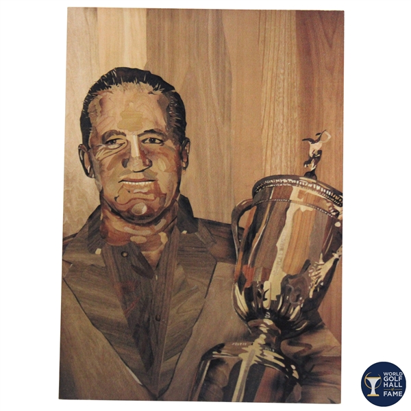Marquetry Portrait of Tommy Bolt Print on Board by Tony Jacklin - WGHoF Collection