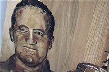 Marquetry Portrait of Tommy Bolt Print on Board by Tony Jacklin - WGHoF Collection