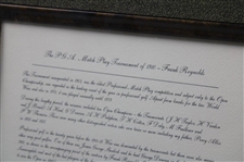 PGA Match Play Tournament of 1910 Letter of Authenticity #439/500 - Framed