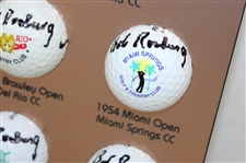 Bob Rosburg Signed Seven (7) Tour Victories Logo Golf Balls w/Signed Photo Custom Display JSA ALOA