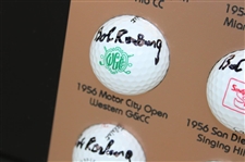 Bob Rosburg Signed Seven (7) Tour Victories Logo Golf Balls w/Signed Photo Custom Display JSA ALOA