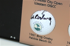 Bob Rosburg Signed Seven (7) Tour Victories Logo Golf Balls w/Signed Photo Custom Display JSA ALOA
