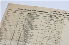 Maureen Orcutt's 1936 Ladies Golf Amateur Championship at Southport & Ainsdale Order of Play Booklet