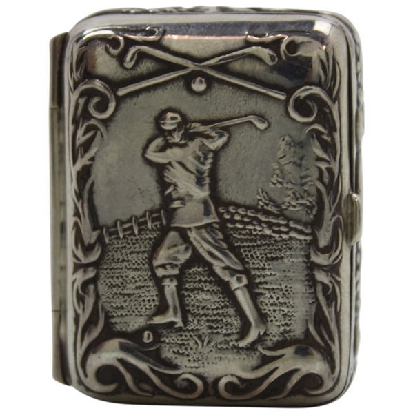 Vintage Sterling Silver 925 Golf Themed Vesta/Stamp Case