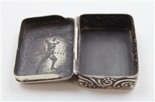 Vintage Sterling Silver 925 Golf Themed Vesta/Stamp Case