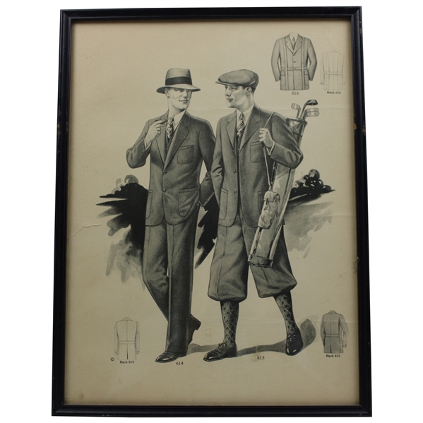 Vintage Golfers Walking Themed Clothing Advertisement - Framed