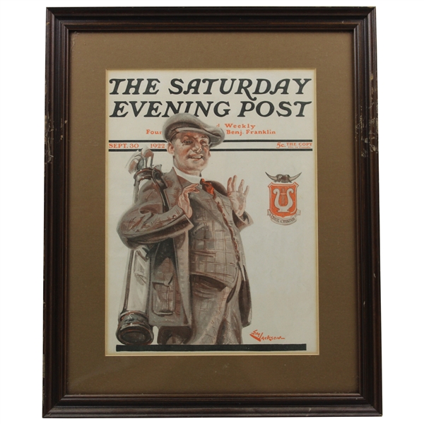 1922 The Saturday Evening Post Golf Themed Cover - September 30th - Framed