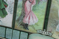 1906 Seasonal Boston Rubbers Calendar w/Lady Golfers & others  Advert - Framed