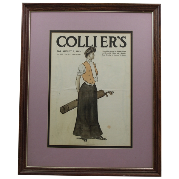 1903 Colliers Lady Golfer Cover Drawn by Edward Penfield - August 8th - Framed