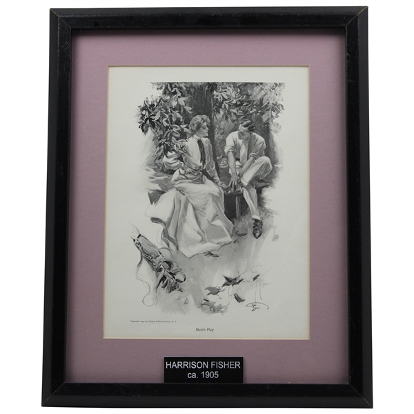 1905 Match Play Charles Scribners Sons, N.Y. Print by Harrison Fisher - Framed