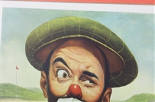 Classic 'Hand Niblick' Weary Willie Clown Golf Print - Framed