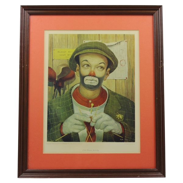 Classic Club House Activity Weary Willie Clown Golf Print - Framed